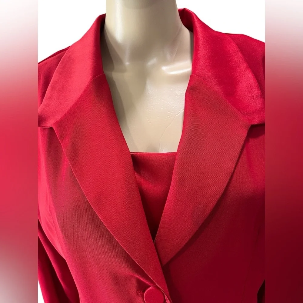 2 piece business lipstick red jacket and dress set vintage woman Suit-L/XL